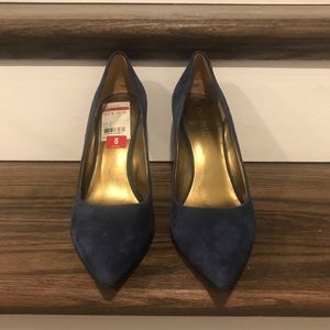 Nine West Pointy-Toe Pump, Navy Blue Suede Heel
